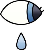 gradient shaded cartoon crying eye looking to one side vector