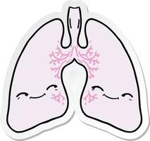 sticker of a cartoon lungs vector