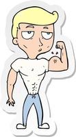 sticker of a cartoon gym man vector