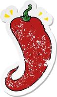 distressed sticker of a cartoon chili pepper vector