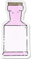 distressed sticker of a quirky hand drawn cartoon potion bottle vector