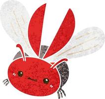 escarabajo volador de dibujos animados de estilo de ilustración retro peculiar vector