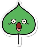 sticker of a cute cartoon expressional leaf vector