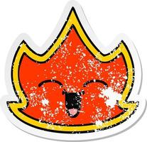 distressed sticker of a cute cartoon fire vector