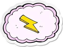 sticker of a cartoon cloud and lightning bolt symbol vector