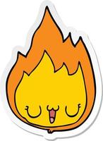 sticker of a cartoon flame with face vector