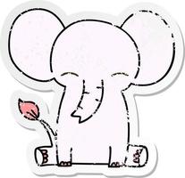 distressed sticker of a quirky hand drawn cartoon elephant vector