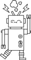 line drawing cartoon robot vector