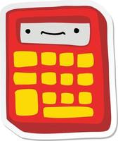 sticker of a cartoon calculator vector