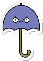 sticker of a cute cartoon umbrella vector