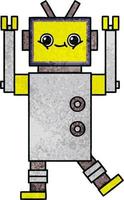 retro grunge texture cartoon robot vector