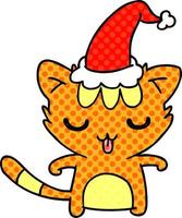 dibujos animados de navidad de gato kawaii vector