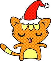 christmas cartoon of kawaii cat vector