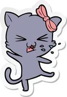 sticker of a cartoon cat vector