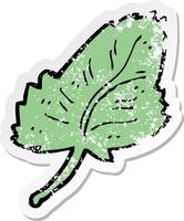 retro distressed sticker of a cartoon leaf symbol vector