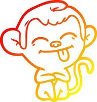 warm gradient line drawing funny cartoon monkey vector