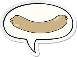 cartoon sausage and speech bubble sticker vector