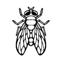 Fly insect. Outline silhouette. Design element. Vector illustration isolated on white background. Template for reppelent.