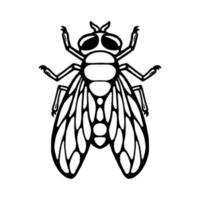 Fly insect. Outline silhouette. Design element. Vector illustration isolated on white background. Template for reppelent.