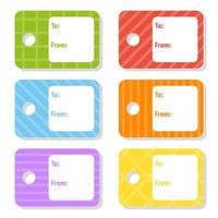 Gift tags. Bright stickers. Rectangular label. For holidays with space for your text. Color vector isolated illustration.