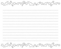 Lined sheet template. Handwriting paper. For diary, planner, checklist, wish list. Holiday letter. Vector illustration isolated on white background.