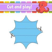 Cut and play. Logic puzzle for kids. Education developing worksheet. Learning game. Activity page. Cutting practice for preschool. Simple flat isolated vector illustration in cute cartoon style.