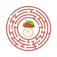 Circle maze. Game for kids. Puzzle for children. Round labyrinth conundrum. Color vector illustration. Find the right path. Education worksheet.