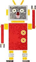 retro illustration style cartoon robot vector