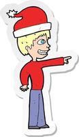 sticker of a cartoon man ready for christmas vector