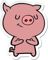 sticker of a happy cartoon pig vector