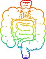 rainbow gradient line drawing cartoon intestines crying vector