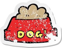 retro distressed sticker of a cartoon dog food vector