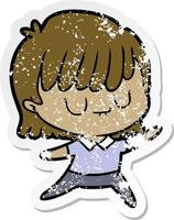 distressed sticker of a cartoon woman vector