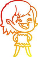 warm gradient line drawing cartoon laughing vampire girl vector