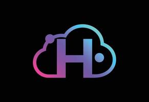 Initial H monogram letter with the cloud. Cloud computing service logo. Cloud technology logo vector