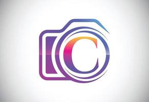 Initial C monogram letter with a camera icon. Logo for photography business, and company identity vector