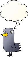 cartoon bird and thought bubble in smooth gradient style vector