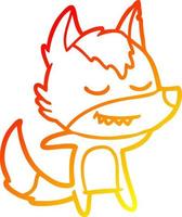 warm gradient line drawing friendly cartoon wolf vector