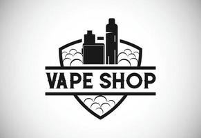 Vape, e-cigarette logo design template. Vape shop electronic vaporizer logo vector illustration.