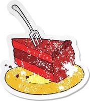 retro distressed sticker of a cartoon cake vector