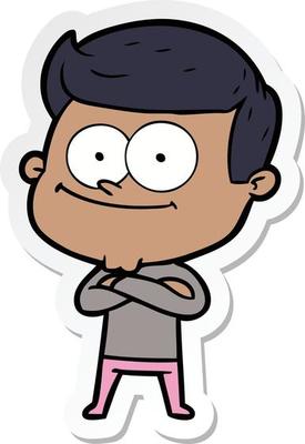 sticker of a cartoon happy man