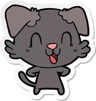 sticker of a laughing cartoon dog vector