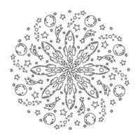 Abstract mandala. Coloring book page for kids and adult. Vector illustration isolated on white background.