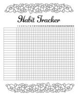Habit tracker to improve your life. Sheet template for printing. Vector illustration isolated on white background.