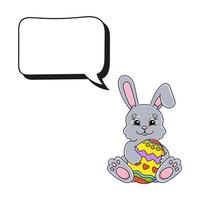 Speech bubble of different shape. With a cute cartoon character. Hand drawn. Easter theme. Thinking balloons. Vector illustration isolated on white background. doodle style.