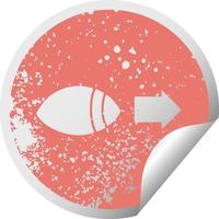 distressed circular peeling sticker symbol eye looking to one side vector