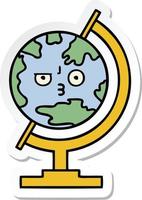 sticker of a cute cartoon globe of the world vector