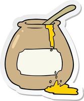 sticker of a cartoon honey pot vector