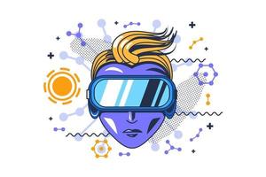 Human in vr glasses electronic accessory vector