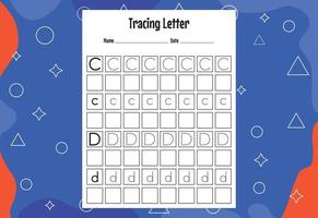 Tracing letters worksheet for kids, Alphabet letters tracing worksheet with alphabet letters.  Activity Sheets for kindergarten kids vector